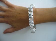 Women's sterling silver bracelet round link bracelet