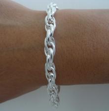 925 silver loose rope link chain bracelet