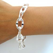 SOLID sterling silver asymmetrical oval link 12mm. Made in Italy.