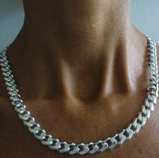 Sterling silver solid curb necklace 10mm  