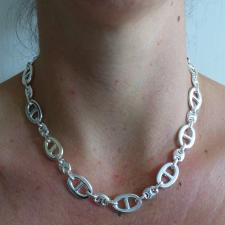 Solid sterling silver anchor chain necklace