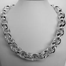 Sterling silver oval rolo link necklace 14mm. Hollow chain. Compact link. Oval belcher necklace. ...