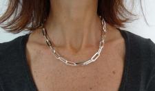 Silver paperclip square chain