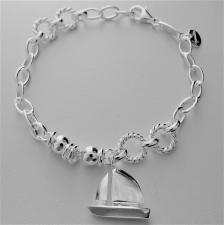 Sterling silver charm bracelet. Sailboat charm.