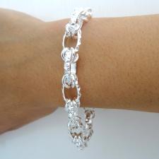 Solid 925 silver bracelet. Textured oval link bracelet 10mm.