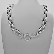 Sterling silver oval rolo link necklace 15mm hollow chain