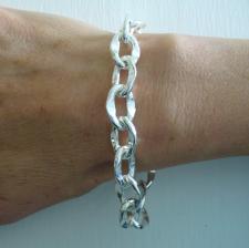 Women's sterling silver bracelet oval link 12mm