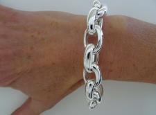 Sterling silver oval rolo link bracelet 15mm