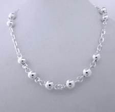Made in italy sterling silver bead necklace 8mm 