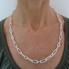 925 italy silver paperclip necklace 