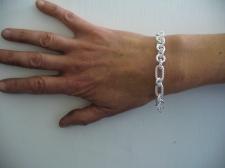 Sterling silver textured link bracelet 8mm