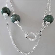 Sterling silver green agate necklace