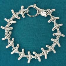 Sterling silver link bracelet 16mm. Made in Italy. Fishbone link chain.