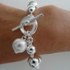 Bracciale in argento 925 ''Catena Parigina alternata'' sfere 10-14mm, 38 grammi. Chiusura Toggle,...