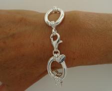 925 silver frosted link bracelet