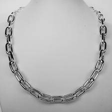 Sterling silver rectangular link necklace 9mm. Hollow chain.