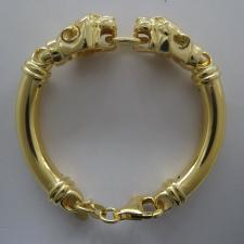 Bracciale testa di pantera argento dorato