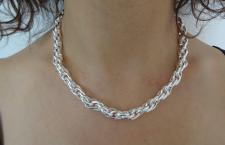 Sterling silver loose rope link chain necklace