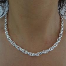 Loose rope link chain necklace in sterling silver