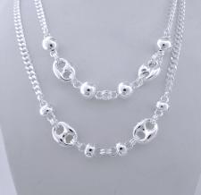 Sterling silver double curb chain necklace made in italy