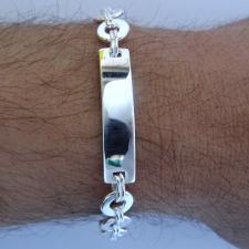 Bracciale argento 925 uomo con piastra e maglie tonde