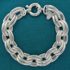 Sterling silver double oval link bracelet