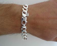 Bracciale piatto uomo argento. Bracciale groumette argento