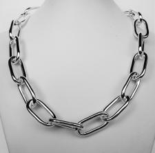 Sterling silver rectangular link necklace 14,5mm. Hollow chain.