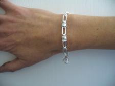 Solid sterling silver textured link bracelet