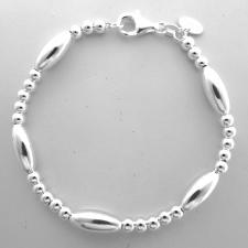 Bracciale sfere e ovali in argento 925