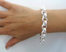Bracciale in argento 925 massiccio rolo' tondo 12mm