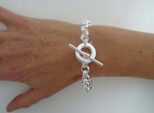 Sterling silver round link toggle bracelet 