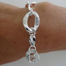 Croco texture link bracelet in sterling silver