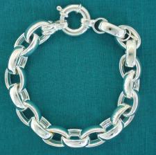 Sterling silver oval belcher bracelet 11mm. Silver oval link bracelet
