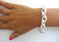 Sterling silver polished oval link toggle bracelet