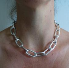 Sterling silver rectangular link necklace