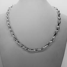 Solid 925 silver, oval rolo necklace 3+1, 7mm.