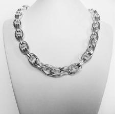 Sterling silver double oval link necklace