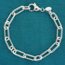 Sterling silver rectangular link bracelet 7mm (2+1).