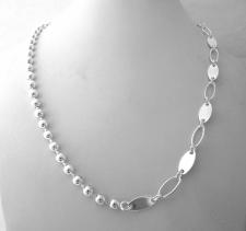 Collana in argento 925, catena a palline 5mm e catena con ovali 6,5mm.