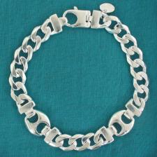 Bracciale uomo groumette diamantata 6 lati con maglie marine. Larghezza 10mm.