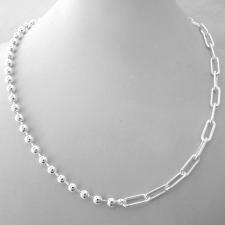 Collana in argento 925, catena a palline 5mm e catena paperclip 5,2mm.