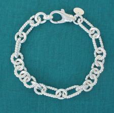 Sterling silver textured link bracelet 8mm