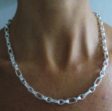 Solid silver men's chain necklace