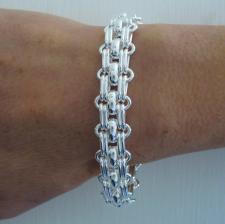 Handmade, 925 Italy silver panther link bracelet. Solid link chain 13,5mm.