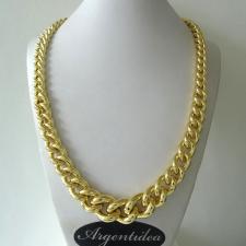 Collana in argento 925 dorato maglia grumetta scalare, 18-10mm, lunghezza 55 cm.