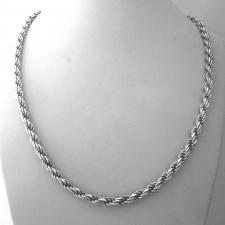 Solid 925 silver Rope chain necklace 4.5mm. Length 50 cm, weight 37 grams.