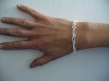 Sterling silver textured link bracelet 6mm