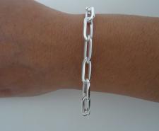 Silver paperclip toggle bracelet