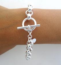 Braccialetto catena rolo' tondo in argento 925 chiusura toggle